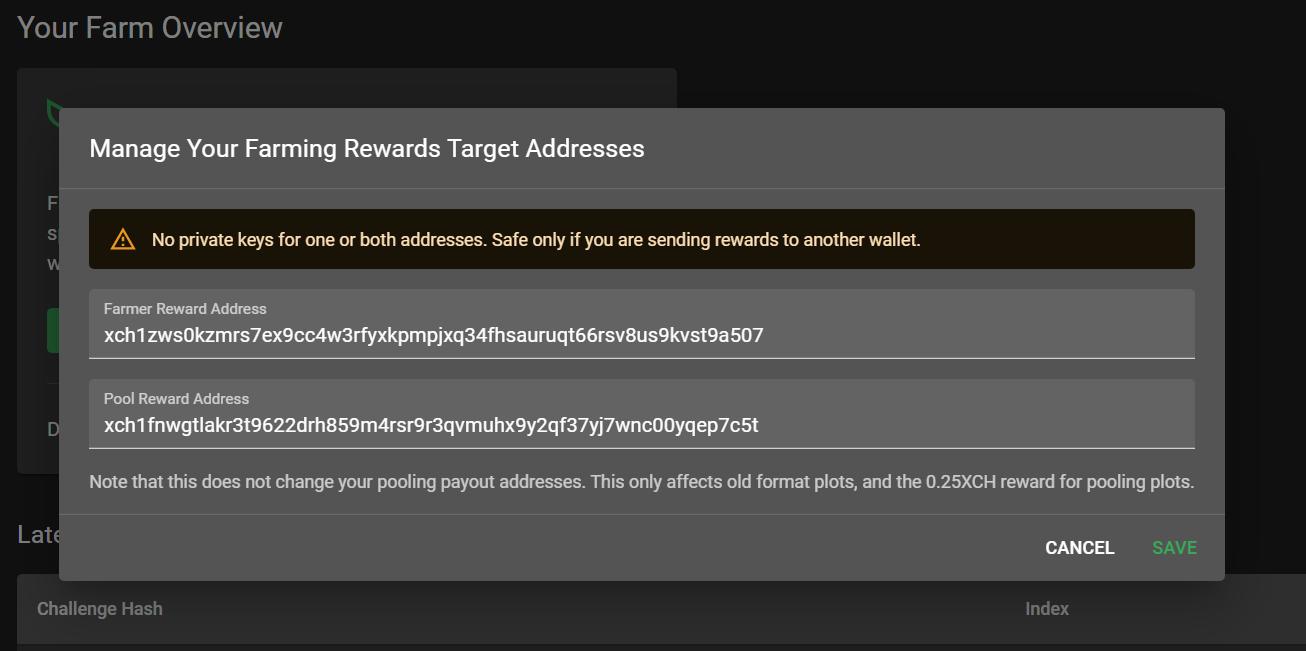 change reward addresses